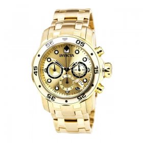 Invicta Men's 0074 Pro Diver Scuba Champagne Dial Gold Steel Bracelet Dive Watch