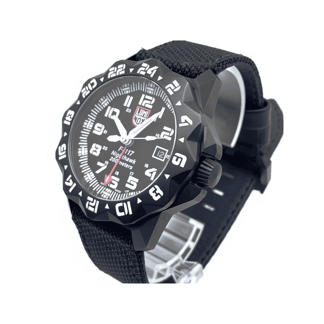 Luminox F-117 Nighthawk Pilot GMT 44mm Steel Black Dial Quartz Men Watch XA.6421